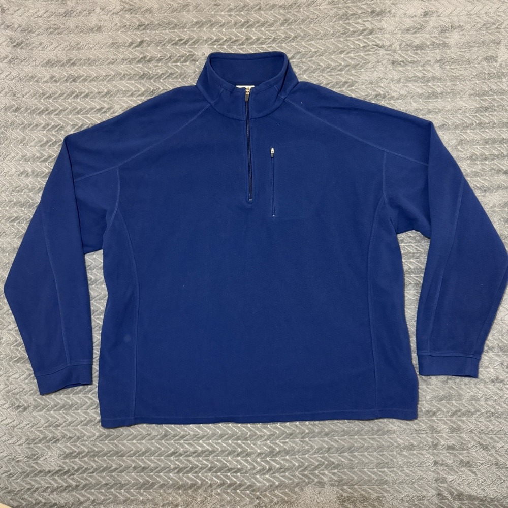 L.L. Bean Sweater Fleece 1/4 Zip Jacket Men Size XXXL Reg Blue Pullover Hiking